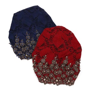 Yiwu Muqian Trading Firm Voile de tête musulman pour femme, style tendance, avec franges et dentelle, style ethnique, type chapeau à pince intégral - Product Image 5
