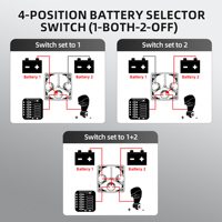 Interrupteur isolateur de batterie robuste 300A 32VDC, étanche IP67, sélecteur de puissance marine 1+2 pour bateau, camping-car, camion, voiture 12V