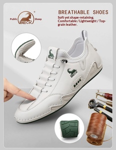 Chaussures décontractées en cuir Gongyang pour hommes, nouvelle collection automne 2026, style slip-on, baskets blanches antidérapantes avec fermeture élastique, couleurs mélangées - Product Image 6