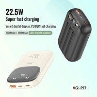 Power Bank Mini 10000mAh dengan Layar LED Pengisian Cepat Output 20W Input Micro USB 2USB + 2Port Tipe-C Bahan ABS+PC Kabel
