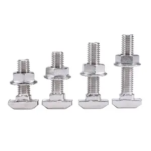 European Standard Nuts Bolts and Screws Set Stainless Steel Hex Flange Nut and T Slot Bolt for 20 30 40 45 Aluminum Profile