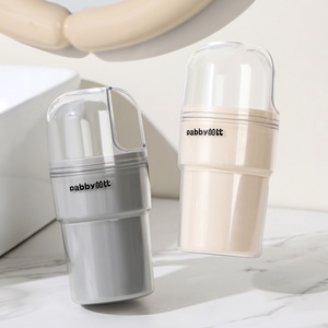 Plastic Toothbrush <b>Holder</b> <b>Toothpaste</b> Container Bathroom Accessory Set Portable Travel Storage Box Double Mouthwash Cups Sealed - Product Image 1