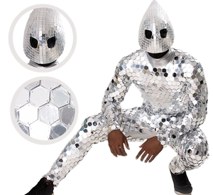 Серебряное блестящее зеркальное боди, сценическое шоу, инопланетянин, отражающее зеркало, мужской костюм, стеклянный костюм для костюмированной вечеринки, Костюм Танцора - Product Image 1