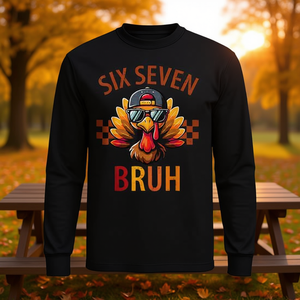 Six Seven Thanksgiving Turkey Feast T-shirt à manches longues pour adulte, unisexe, col rond, imprimé numérique - Product Image 3