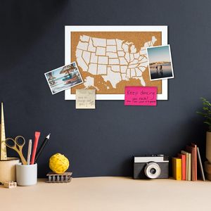 Tableau <span class=keywords><strong>en</strong></span> liège avec cadre <span class=keywords><strong>blanc</strong></span>, carte de voyage <span class=keywords><strong>en</strong></span> liège, tableaux d'affichage pour murs - Product Image 3