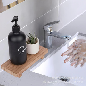 Wooden Bathroom Shelf Rectangular Freestanding Soap Tray Organizer Durable Storage Rack For Home Decor - Product Image 3