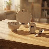 Ensemble d'assiettes à manger unisexes, vaisselle en mélamine de style japonais incassable, 4 pièces, prix d'usine