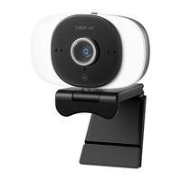 Ring Light USB PC Web Cam 2MP AI Pelacakan Otomatis 10x-20x Zoom Optik 60fps Full HD 1080P dengan Lampu LED Terintegrasi