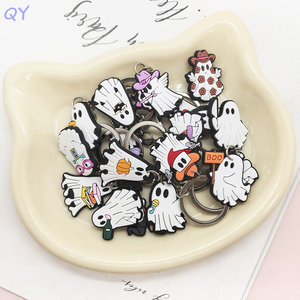 QY Halloween PVC Key Chain Cartoon Ghost <b>Keyring</b> Cute Pumpkin Skater <b>Charm</b> Bag Pendant Wholesale - Product Image 3