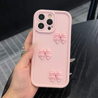 Coque de téléphone en silicone TPU souple 3D rose mignonne en forme de papillon pour iPhone 16 15 14 13 12 11 Pro Max XS XR 8 Plus SE, coque antichoc Candy