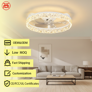 Ventilateur de plafond LED électrique en plastique de style minimaliste nordique, 6 vitesses, 5 niveaux de silenciosité, gradation progressive, télécommande, application, usage domestique - Product Image 1