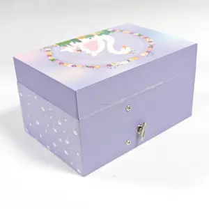 Wholesale Baby Music Box Toy Swan Lake Theme Mini Rectangle Swan Rotating Swan Jewelry Storage Music Box