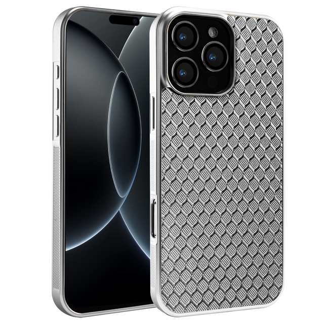 2026 Glass Fiber Grid Luxury Magnetic Slim Shockproof Mobile Phone Case for 17 Pro Max/Air Creative New Metal Carbon Fiber TPU
