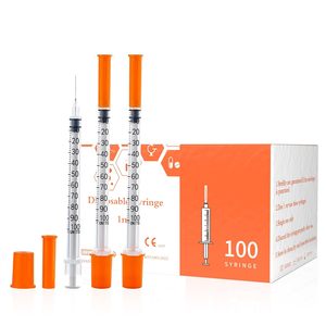 Jeringa de Insulina Naranja Desechable de Grado Médico de Fábrica de 1 ml, 0.5 ml, 0.3 ml, 31 g para Diabéticos con Aguja Fija - Product Image 1