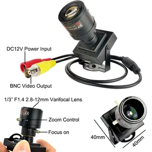 Lente Zoom Varifocal 1/3 CCD HD 960H 1000TVL 960H 2.8-12MM Mini Câmera de Vigilância de Segurança CCTV Caixa de Bala