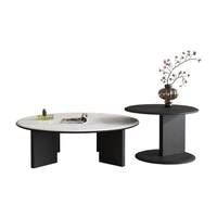 Ensemble de tables basses gigognes contemporaines avec plateau en verre durable et cadre en bois, hauteur réglable, mobiles, décoratives et convertibles pour salon