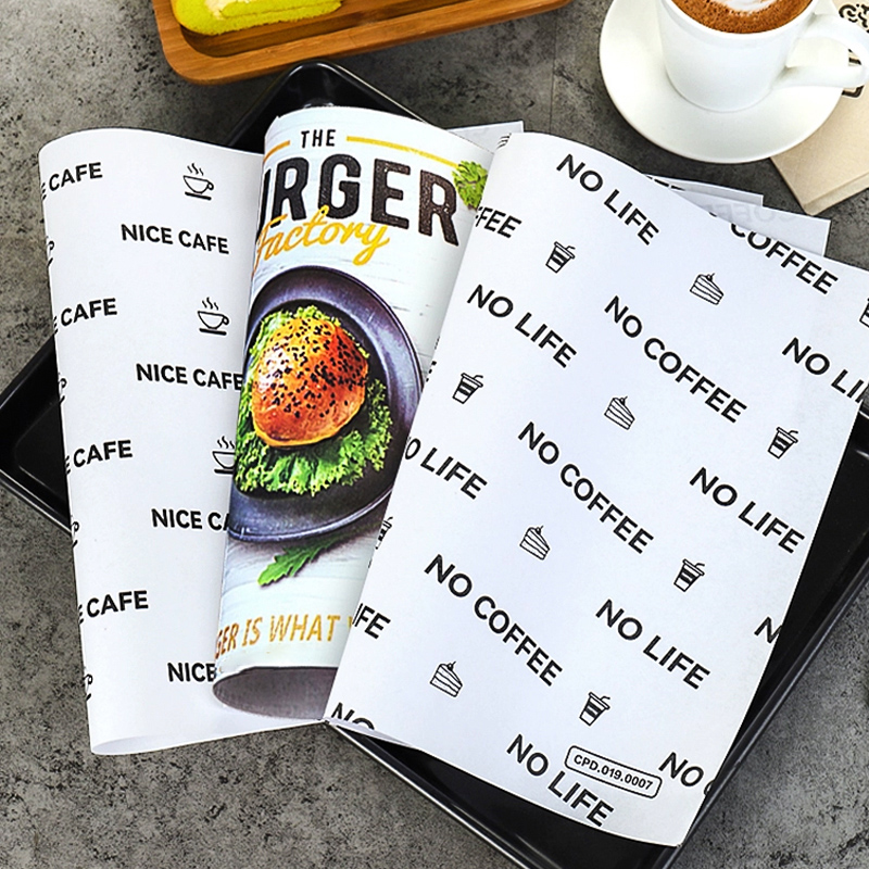 Custom Logo Printed Food Grade Sandwich Wrapper Hamburger Packaging GreaseProof Sandwich Burger Wrapping Paper