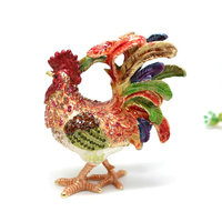 FengShui — boîte à bijoux FengShui, artisanat en métal, décoration pour la maison, boîte cadeau en perles, Statue de coq de poulet, bibelot
