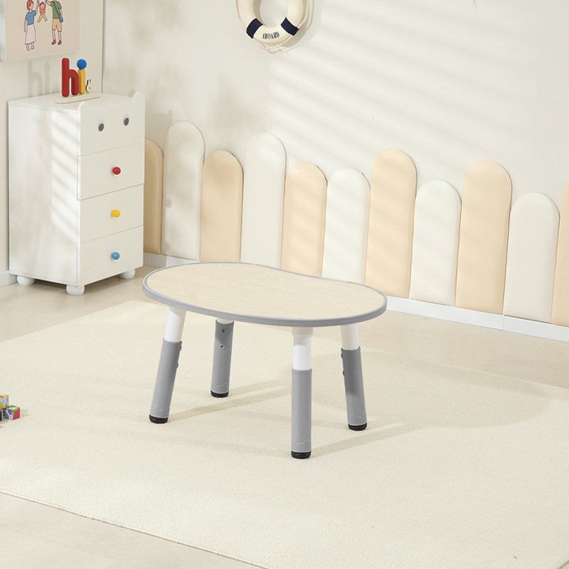 Mesa individual con veta de madera gris.