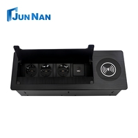 Enchufe de Corriente Oculto para Escritorio, Tapa Abatible para Mesa de Conferencias, Enchufe con Carga Inalámbrica y USB