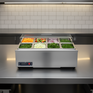 Estación de Preparación de Condimentos Vevor, 8 Recipientes, Acero Inoxidable 304, Refrigeración de Encimera, Equipo de Cocina Comercial - Product Image 2