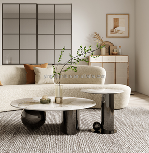Table basse italienne, luxe léger, ardoise, salon, table ronde moderne, combinaison - Product Image 4
