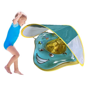 BBCare chống lật Bể bơi cho bé nổi có tán, đế an toàn được gia cố bằng bọt biển, đồ chơi nước cho trẻ sơ sinh 3-36 tháng (Quà tặng đã sẵn sàng) - Product Image 3