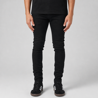 SOONREE Jeans pour hommes, coupe skinny, denim noir extensible, jean slim pour hommes, pantalon pour hommes, streetwear Y2K