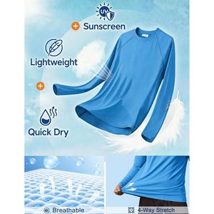 FOXA Chemise de bain à manches longues pour hommes UPF 50, légère, anti-humidité, protection solaire, chemise de pêche, couleur unie - Product Image 5