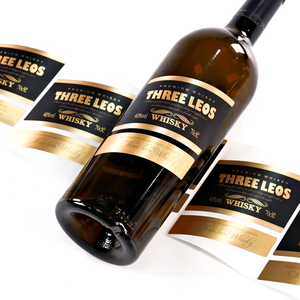 สติกเกอร์ติดขวดไวน์: สติกเกอร์กันน้ำแบบเมทัลลิกสั่งทำพิเศษ ปั๊มฟอยล์ทอง - Product Image 2