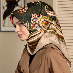 新设计 90x90 女性穆斯林迪拜设计欧洲土耳其风格的方形丝巾绸缎头巾