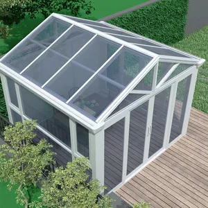 Ruang matahari prefabrikasi atap datar ruangan matahari portabel kaca aluminium logam ruang matahari rumah hijau
