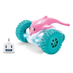 New Design 2.4G 4CH Remote Control Fish Car Toys Children Gift 2 Colors Multi Function R/C Stunt Vehicle Toys With Light