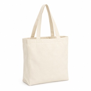 Bolsa de lona tipo tote con base cuadrada, fuelle de aproximadamente 12 cm, 12 oz, parte superior abierta, asas de tela, logotipo personalizado serigrafiado, para conferencias, venta al por mayor - Product Image 1