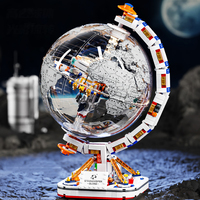 Globe Blocs de Construction en Plastique pour Enfants la Terre Jouet d'Assemblage Éducatif Briques de Construction Série Créative avec Jouets Lumineux