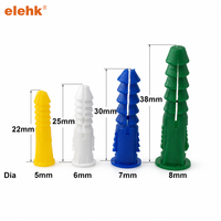 Cheville d'expansion nervurée en plastique Elehk pour cloisons sèches, plaques de plâtre, briques et maçonnerie – Cheville murale en plastique nervurée