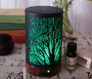 Yeni tasarım ağacı Metal Hollow-out sanat difüzör serin sis aromaterapi 100ml ev masa difüzör özel etiket 7 LED - Product Image 5