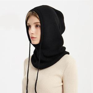 Nouveau Passe-Montagne d'Hiver Capuche Écharpe Chapeau Femme Ski Chaud Protection Oreilles et Cou Pull <span class=keywords><strong>Bonnet</strong></span> Tricoté <span class=keywords><strong>avec</strong></span> Cordon - Product Image 2