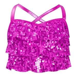 Débardeur court à volants pour filles de 6 à 16 ans, style danse de salon, camisole métallique, costume de danse jazz, pour compétition de cheerleading et performance scénique - Product Image 4