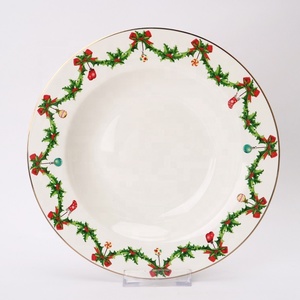 Juego <span class=keywords><strong>de</strong></span> platos <span class=keywords><strong>de</strong></span> porcelana redondos, vajilla china <span class=keywords><strong>de</strong></span> hueso, estilo navideño excelente, novedad - Product Image 3