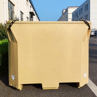 Conteneurs en plastique pour produits de la mer, utilisation industrielle, logo personnalisé, 1000 litres, bleu/beige, boîte isotherme, bacs à poisson, bacs à poisson isolés