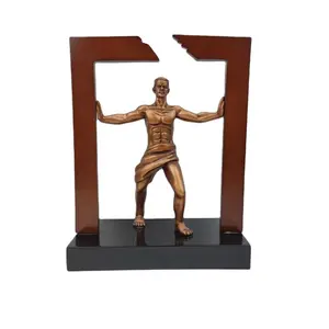 Custom Human Figurine Design Trofee Ambachtelijke Metalen Goud/Zilverblauw/Rood Golden Man Dance Sport Haan Award Trofee