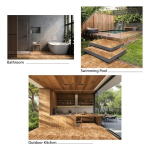 Dalles de terrasse en <span class=keywords><strong>bois</strong></span> d'acacia emboîtables, jardin, balcon, bord de <span class=keywords><strong>piscine</strong></span>, finition naturelle, utilisation toutes saisons, <span class=keywords><strong>bois</strong></span> naturel - Product Image 3