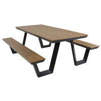 Table de pique-nique en bois extra longue commerciale d'extérieur ensemble de meubles de jardin table à manger extérieure table basse externe de patio avec le banc