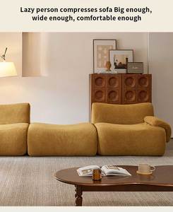 Modern Modular Sectional <b>Sofa</b> <b>Fabric</b> S Shape Pillow Back Curved Arm Living Room Furniture Set - Product Image 2