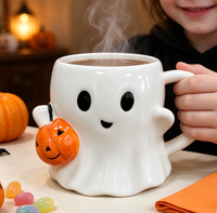 Mug fantôme d'Halloween de 20 oz, tasse à café en céramique 3D mignonne pour Halloween, Noël, anniversaire, cadeau