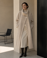 Manteau élégant en laine épaisse et longue à col roulé pour femmes, doux et brossé, pour l'hiver