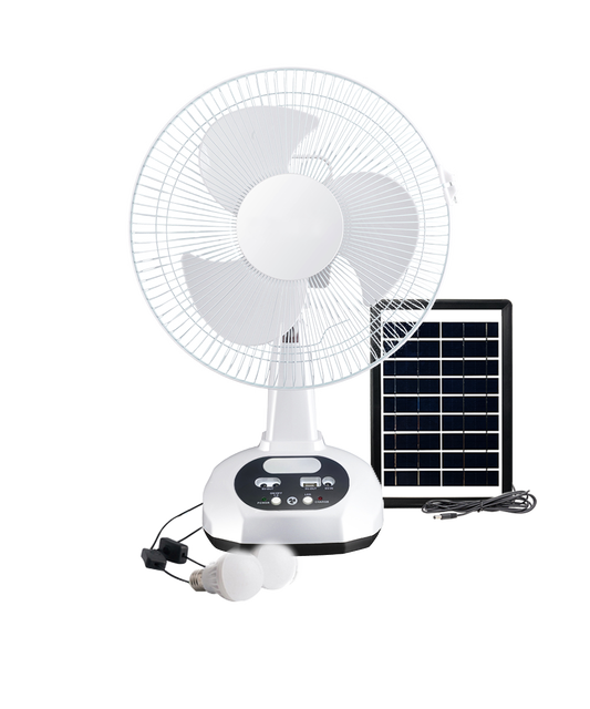 Hot Selling 12 Inch Solar Charging Table Rechargeable Fan With Power Bank Function Portable and Solar Electric Fan