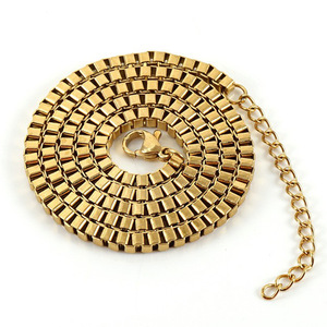 Fashion Stainless Steel Necklace 18k Gold Titanium Steel Box Chain Geometric Design Unisex Gift Jewelry - Product Image 1