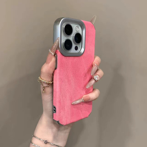 Coque de téléphone rétro en jean texturé de haute qualité pour iPhone 16 Pro Max, compatible avec iPhone 15 Pro, cadre électroplaqué pour iPhone 14, 13 Pro, 12 - Product Image 4